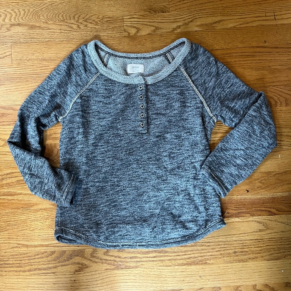 Aerie gray lounge long sleeve shirt, size medium